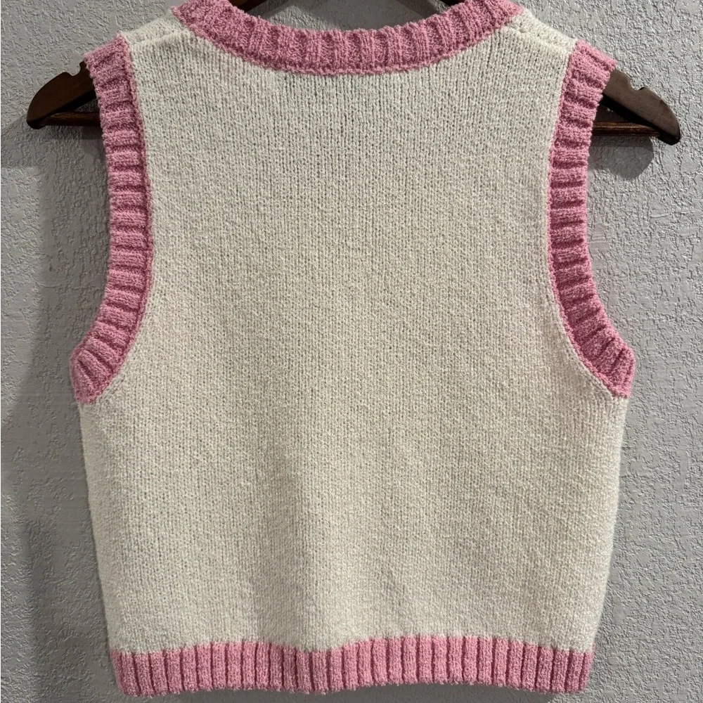 VICI Collection Arwen Contrast Knit Tank & Pencil Midi Skirt Cream/Pink M - Picture 5 of 9